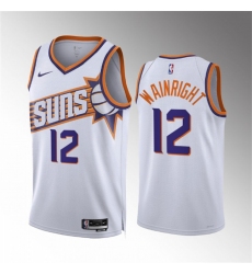Men Phoenix Suns 12 Ish Wainright White Association Edition Stitched Basketball Jersey