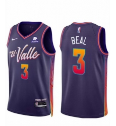 Men Phoenix Suns 3 Bradley Beal Purple 2023 24 City Edition Stitched Basketball Jersey