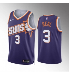 Men Phoenix Suns 3 Bradley Beal Purple Icon Edition Stitched Basketball Jersey
