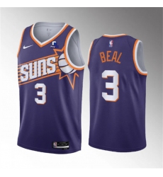 Men Phoenix Suns 3 Bradley Beal Purple Icon Edition Stitched Basketball Jersey