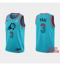 Men Phoenix Suns 3 Chris Paul 2022 23 Blue City Edition Stitched Basketball Jersey