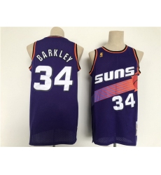 Men Phoenix Suns 34 Barkley Purple Throwback 2021 NBA Jersey