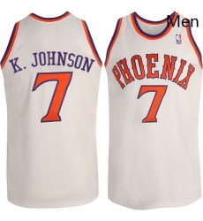 Mens Adidas Phoenix Suns 7 Kevin Johnson Authentic White New Throwback NBA Jersey