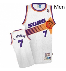 Mens Adidas Phoenix Suns 7 Kevin Johnson Authentic White Throwback NBA Jersey