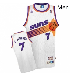 Mens Adidas Phoenix Suns 7 Kevin Johnson Swingman White Throwback NBA Jersey