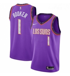 Mens Nike Phoenix Suns 1 Devin Booker Swingman Purple NBA Jersey 2018 19 City Edition
