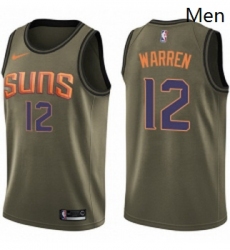 Mens Nike Phoenix Suns 12 TJ Warren Swingman Green Salute to Service NBA Jersey