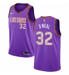 Mens Nike Phoenix Suns 32 Shaquille ONeal Swingman Purple NBA Jersey 2018 19 City Editi