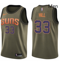 Mens Nike Phoenix Suns 33 Grant Hill Swingman Green Salute to Service NBA Jersey