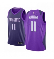 Mens Phoenix Suns 11 Ricky Rubio Authentic Purple Basketball Jersey City Edition 