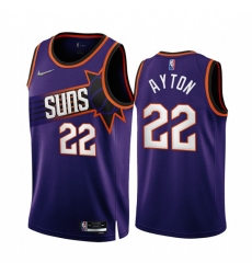 Men's Phoenix Suns #22 Deandre Ayton 2022-23 Purple 75th Anniversary Icon Edition Stitched Jersey