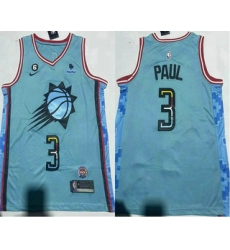 Men's Phoenix Suns #3 Chris Paul Blue 2022 City 6 Patch Sponsor Icon Swingman Jersey