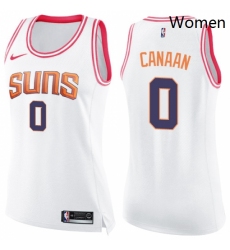 Womens Nike Phoenix Suns 0 Isaiah Canaan Swingman White Pink Fashion NBA Jersey 