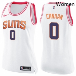 Womens Nike Phoenix Suns 0 Isaiah Canaan Swingman White Pink Fashion NBA Jersey 