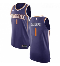 Womens Nike Phoenix Suns 1 Devin Booker Authentic Purple Road NBA Jersey Icon Edition
