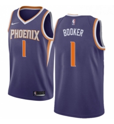 Womens Nike Phoenix Suns 1 Devin Booker Swingman Purple Road NBA Jersey Icon Edition