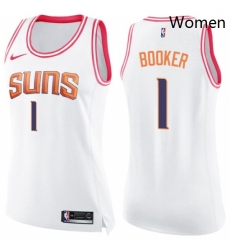 Womens Nike Phoenix Suns 1 Devin Booker Swingman WhitePink Fashion NBA Jersey