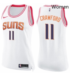 Womens Nike Phoenix Suns 11 Jamal Crawford Swingman White Pink Fashion NBA Jersey 
