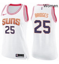Womens Nike Phoenix Suns 25 Mikal Bridges Swingman WhitePink Fashion NBA Jersey 