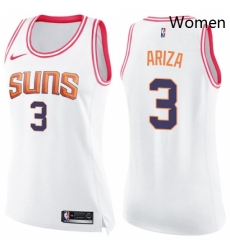 Womens Nike Phoenix Suns 3 Trevor Ariza Swingman White Pink Fashion NBA Jersey 