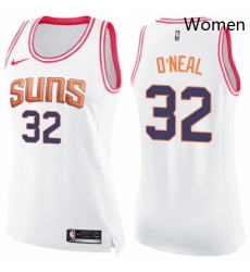 Womens Nike Phoenix Suns 32 Shaquille ONeal Swingman WhitePink Fashion NBA Jersey