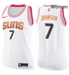 Womens Nike Phoenix Suns 7 Kevin Johnson Swingman WhitePink Fashion NBA Jersey