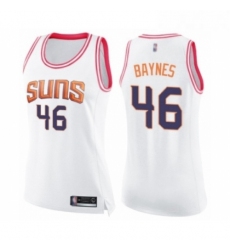Womens Phoenix Suns 46 Aron Baynes Swingman White Pink Fashion Basketball Jerse 
