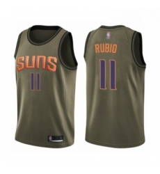 Youth Phoenix Suns 11 Ricky Rubio Swingman Green Salute to Service Basketball Jersey 