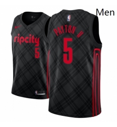 Men NBA 2018 19 Portland Trail Blazers 5 Gary Payton II City Edition Black Jersey 