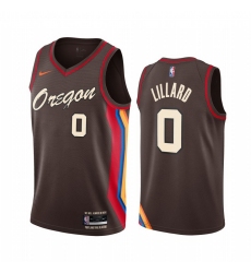 Men Nike Portland Blazers 0 Damian Lillard Chocolate NBA Swingman 2020 21 City Edition Jersey