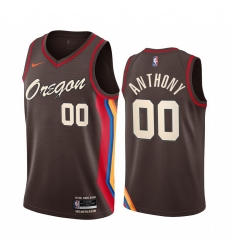 Men Nike Portland Blazers 00 Carmelo Anthony Chocolate NBA Swingman 2020 21 City Edition Jersey
