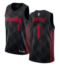 Men Nike Portland Blazers 1 Anfernee Simons Black NBA Swingman City Edition Jersey