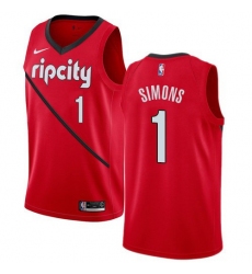 Men Nike Portland Blazers 1 Anfernee Simons Red NBA Swingman Earned Edition Jersey