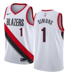Men Nike Portland Blazers 1 Anfernee Simons White NBA Swingman Association Edition Jersey