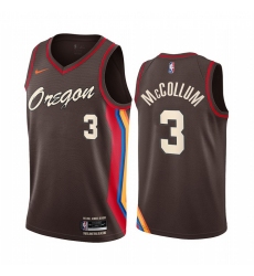 Men Nike Portland Blazers 3 C J  McCollum Chocolate NBA Swingman 2020 21 City Edition Jersey