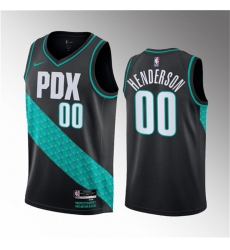 Men Portland Trail Blazers 00 Scoot Henderson Black 2023 Draft City Edition Stitched Basketball Jersey