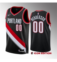 Men Portland Trail Blazers 00 Scoot Henderson Black 2023 Draft Icon Edition Stitched Basketball Jersey