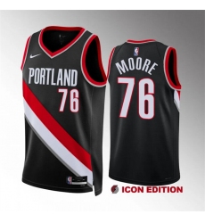 Men Portland Trail Blazers 76 Taze Moore Black Icon Edition Stitched Basketball Jersey