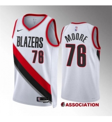 Men Portland Trail Blazers 76 Taze Moore White Association Edition Stitched Basketball Jersey