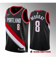 Men Portland Trail Blazers 8 Kris Murray Black 2023 Draft Icon Edition Stitched Basketball Jersey