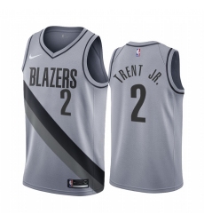 Men Portland Trail Portland Blazers 2 Gary Trent Jr  Gray NBA Swingman 2020 21 Earned Edition Jersey
