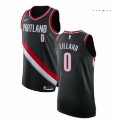 Mens Nike Portland Trail Blazers 0 Damian Lillard Authentic Black Road NBA Jersey Icon Edition