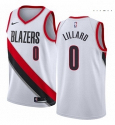 Mens Nike Portland Trail Blazers 0 Damian Lillard Authentic White Home NBA Jersey Association Edition