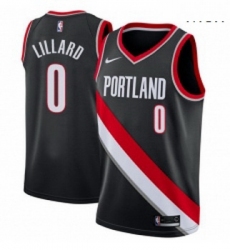 Mens Nike Portland Trail Blazers 0 Damian Lillard Swingman Black Road NBA Jersey Icon Edition