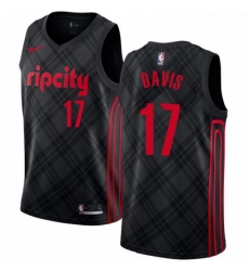 Mens Nike Portland Trail Blazers 17 Ed Davis Authentic Black NBA Jersey City Edition 