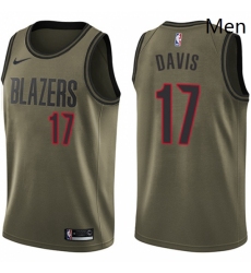 Mens Nike Portland Trail Blazers 17 Ed Davis Swingman Green Salute to Service NBA Jersey 