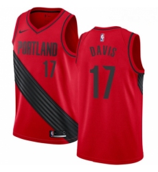 Mens Nike Portland Trail Blazers 17 Ed Davis Swingman Red Alternate NBA Jersey Statement Edition 