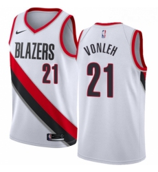 Mens Nike Portland Trail Blazers 21 Noah Vonleh Authentic White Home NBA Jersey Association Edition