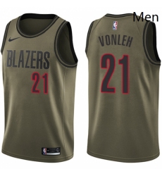 Mens Nike Portland Trail Blazers 21 Noah Vonleh Swingman Green Salute to Service NBA Jersey