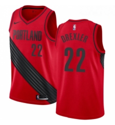 Mens Nike Portland Trail Blazers 22 Clyde Drexler Authentic Red Alternate NBA Jersey Statement Edition 